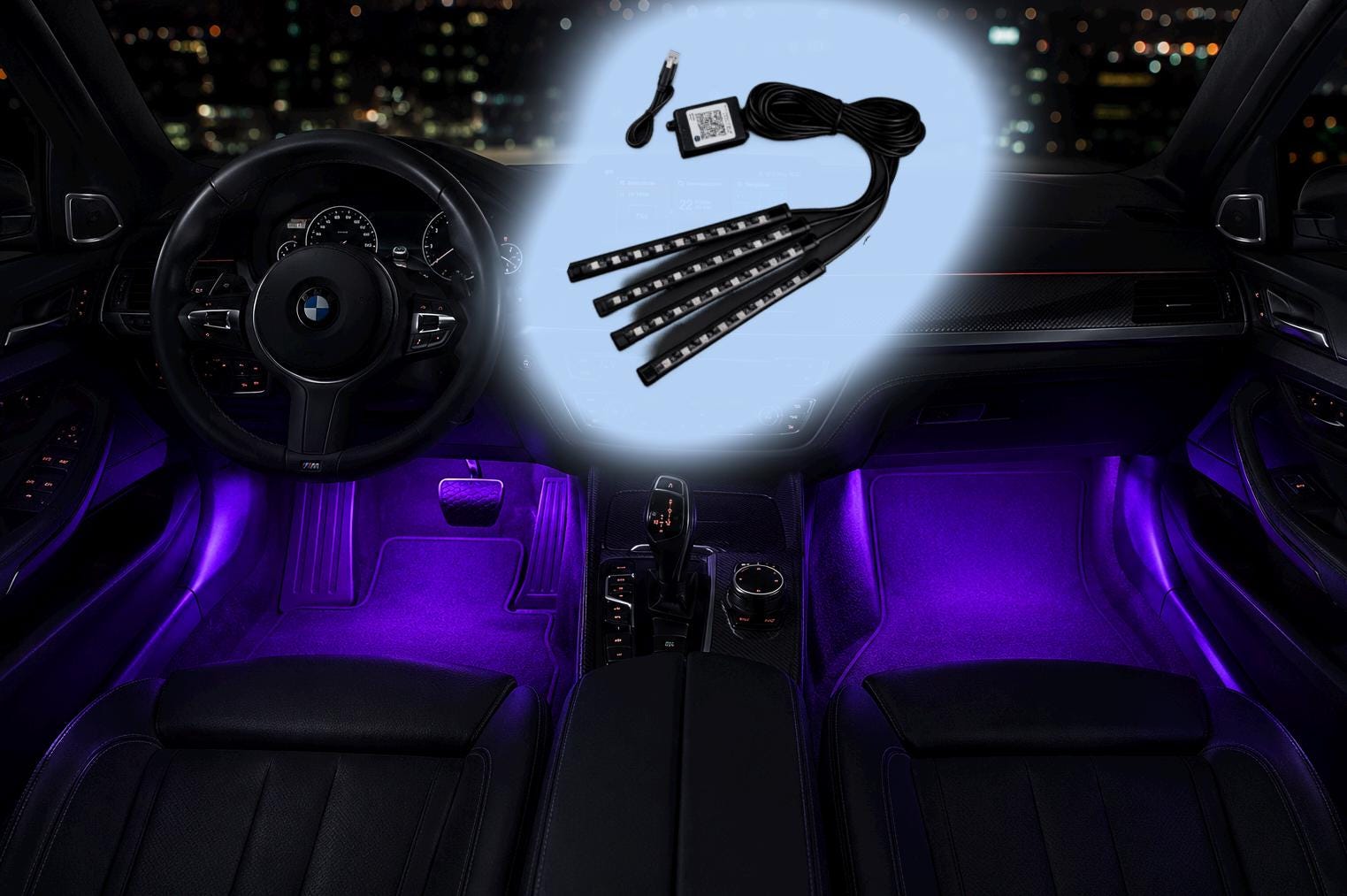 Rgb Led Footwell LED Car Footwell Lights Interior Ambient RGB Strip App Under Dash ...