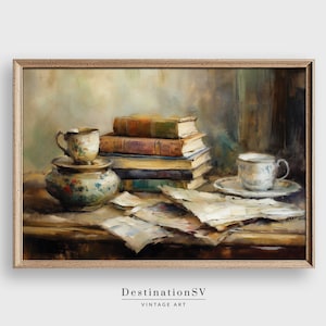 Vintage Teacup Still Life Painting, Vintage Teacup Wall Art Print, Teacup PRINTABLE Digital Art,Teacup Art,  Teacup Decor, 263