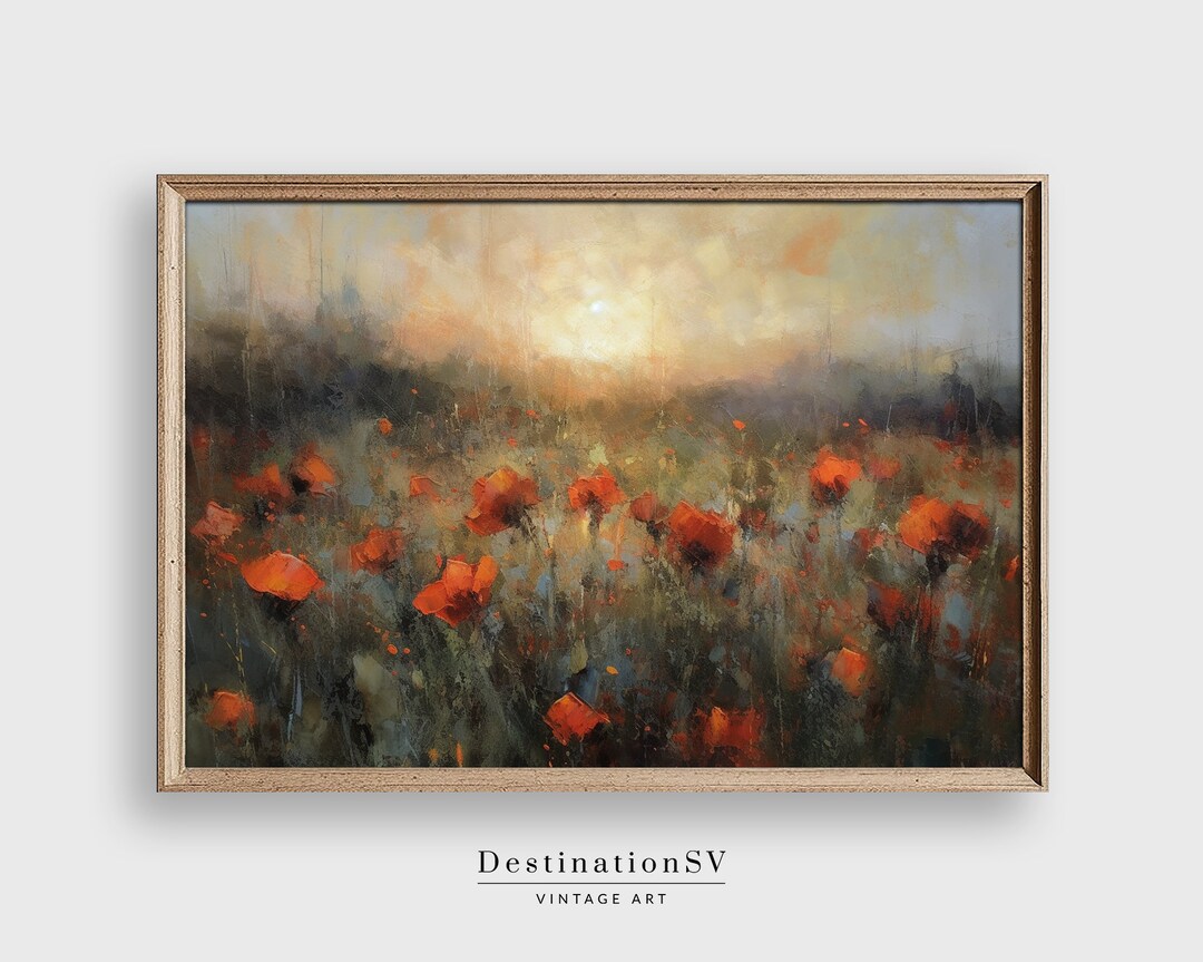 Vintage Tulip Field Landscape Painting, Printable Wall Art (digital ...