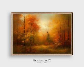 Vintage Autumn Landscape Painting, Muted Vintage Landscape Art Print, Vintage Wall Art, Digital Downloadable PRINTABLE - 27