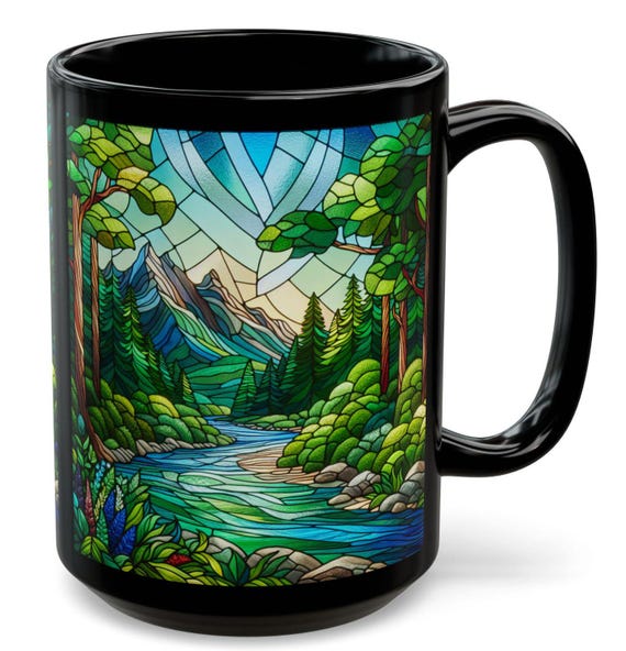 Stained Glass Mountains Mug Mountain Range Coffee Mug Outdoor Lover Gift Outdoor Designs Cup Adventure Mug Hiking Mountain Lover Gift