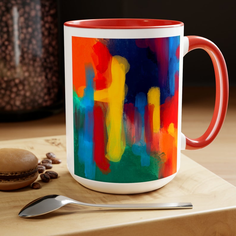 Beautiful Abstract Art Two-tone Coffee Mugs, 15oz - Etsy