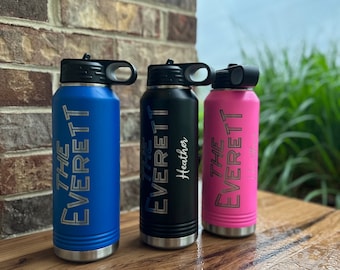 32 oz Everett water bottle, laser Everett 32 oz water bottle, custom engraved 32 oz water bottle