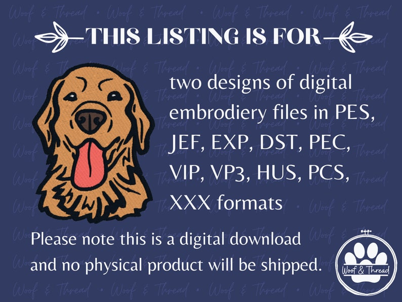 Golden Retriever 4 Machine Embroidery File Design 4 X 4 Inch Hoop Dog ...