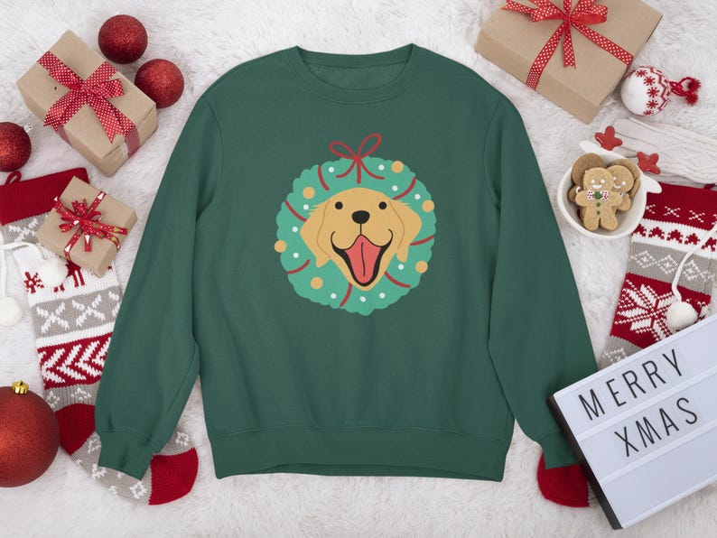 Christmas Golden Retriever Clipart Trendy SVG, PNG, JPEG, Cricut Cut