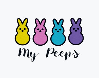 My Peeps Embroidery File - 4 x 4 inch hoop - Easter, Spring, Baby Embroidery, DIY Embroidery, Mini Machine File, Brother Embroidery File