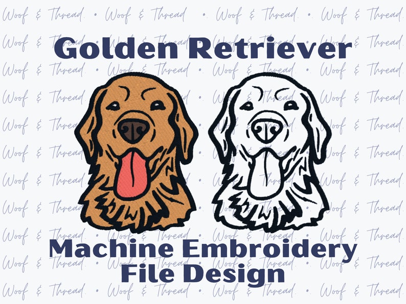 Golden Retriever 4 Machine Embroidery File Design 4 X 4 Inch Hoop Dog ...