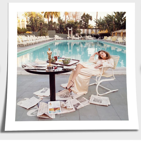 Faye Dunaway Oscar Ennui Print Poster - Beverly Hills Hotel Pool Los Angeles Wall Art