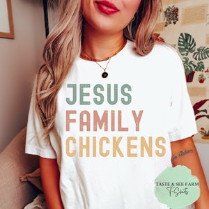 Jezus, familie, kip shirt, kip shirt Unisex, T-shirt voor kippenliefhebbers, kip tshirt, Jezus shirt, familie T-shirt, Jezus Tee