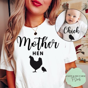 Mother Hen Shirt, Gift for Mom, Mommy and Me, Mom Tee, Hen and Chick, Matching Mommy and Me shirts, Matching Shirt, Chicken shirt, chick tee