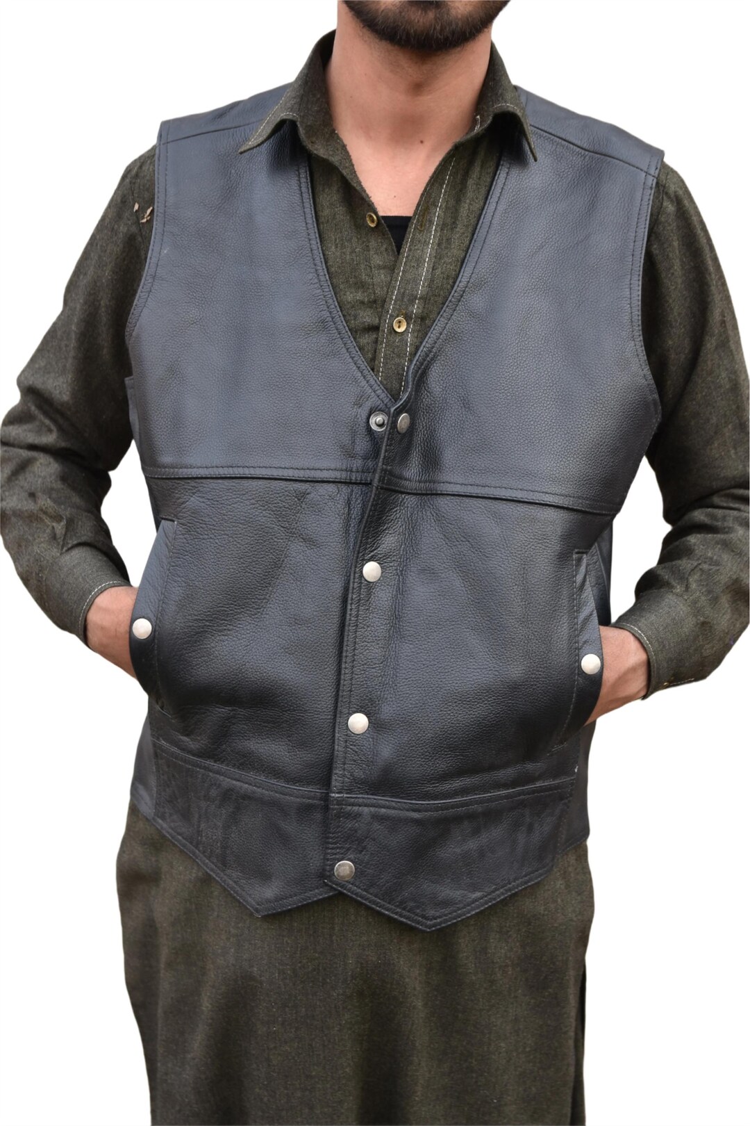 Handmade Biker Riding Vest With Snap Buttons,vintage Style Club Vest ...