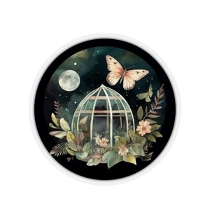 Moth sticker, Gardener, Moth, Moth lover, Sticker, Greenhouse Laptop sticker, Phone sticker, Moth and Moon,Plant sticker, Plants,Greenhouse