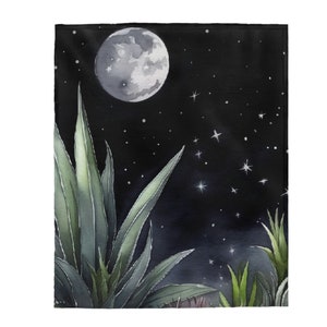 Aloe Blanket: Moon Phases, Celestial Fungi, Cottagecore Decor