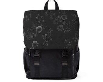 Wildflower Unisex Backpack, Black Flower Backpack, Custom Backpack,  Fairycore, Flower Backpack, Carrier, Gift for Her, Cottagecore Backpack