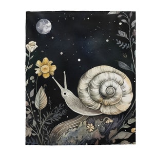 Schnecke Decke, botanische Decke, Schnecke Geschenke, Fairycore Ästhetik, Cottagecore, Gärtner, Decke, gemütliche Decke, süße Decke, Mond Geschenk