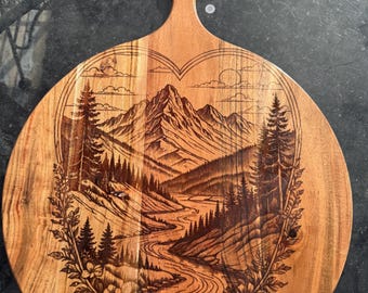 Mountain River Heart Scenery Cutting Board