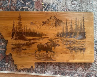 Montana Shaped Moose Design Schneidebrett, Charcuterie Board oder Zeichen