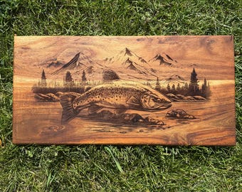 Fish Mountain River Schneidebrett, Charcuterie Brett oder Zeichen