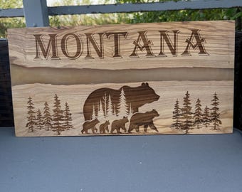 Montana bear desin on resin board