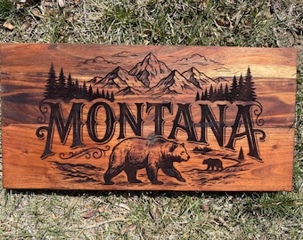 Montana Bär Berg Design Schneidebrett, Charcuterie Brett oder Zeichen