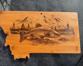 Montana Shaped Fish Desig Schneidebrett, Charcuterie Brett oder Zeichen