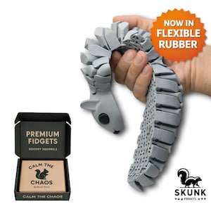 Life-Size Sensory Squirrel Fidget Toy — HyperFlexi™ Realistic Desk Toy, Quiet Stress Relief Gift (Grey)