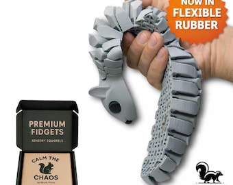Life-Size Sensory Squirrel Fidget Toy — HyperFlexi™ Realistic Desk Toy, Quiet Stress Relief Gift (Grey)