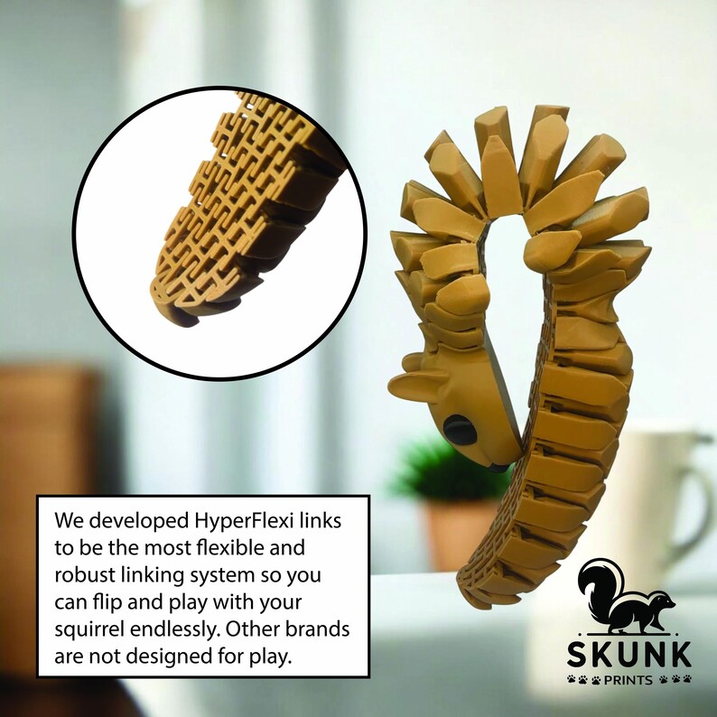 Life-Size Sensory Squirrel Fidget Toy — HyperFlexi™ Realistic Desk Toy, Quiet Stress Relief Gift (Tan) image 9
