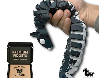 Life-Size Sensory Squirrel Fidget Toy — HyperFlexi™ Realistic Desk Toy, Quiet Stress Relief Gift (Skunk)