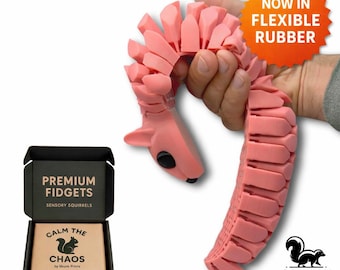 Life-Size Sensory Squirrel Fidget Toy — HyperFlexi™ Realistic Desk Toy, Quiet Stress Relief Gift (Pink)