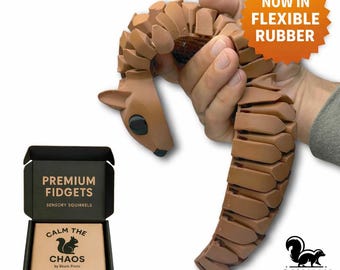 Life-Size Sensory Squirrel Fidget Toy — HyperFlexi™ Realistic Desk Toy, Quiet Stress Relief Gift (Brown)
