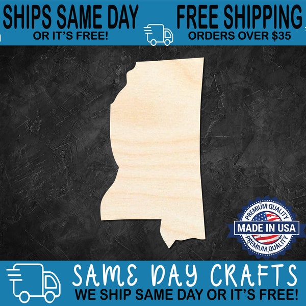 Mississippi Wood State Cutout |US States | Wood Craft Cutout Blank