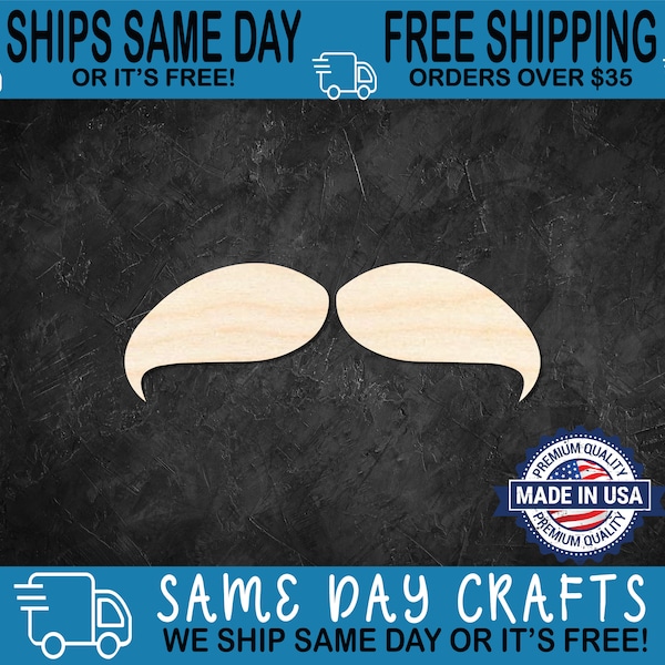 Mustache Unfinished Wooden Shape | Home Life | DIY Wood Craft Cutout Blank