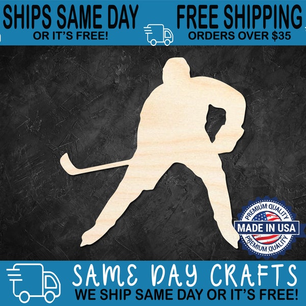 Hockey Skater Unfinished Wooden Shape | Sports | DIY Wood Craft Cutout Blank