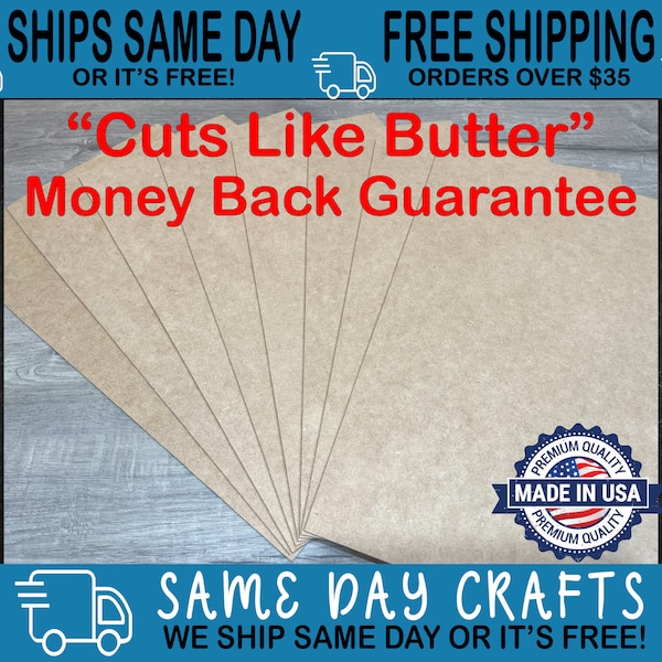 1/8 (3mm) Draftboard/MDF Plywood Sheets 12x20 | Ships Same Business Day | Glowforge Proofgrade | "Cuts Like Butter" Money Back Guarantee