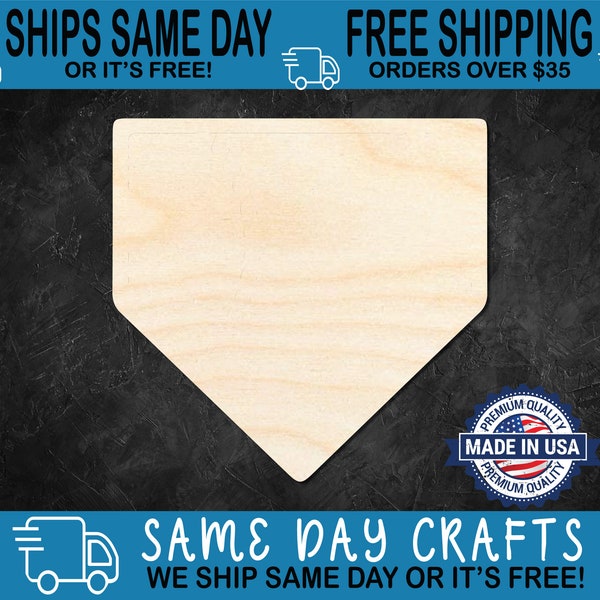 Baseball Home Plate and Bats Unfinished Wooden Shape | Sports | DIY Wood Craft Cutout Blank