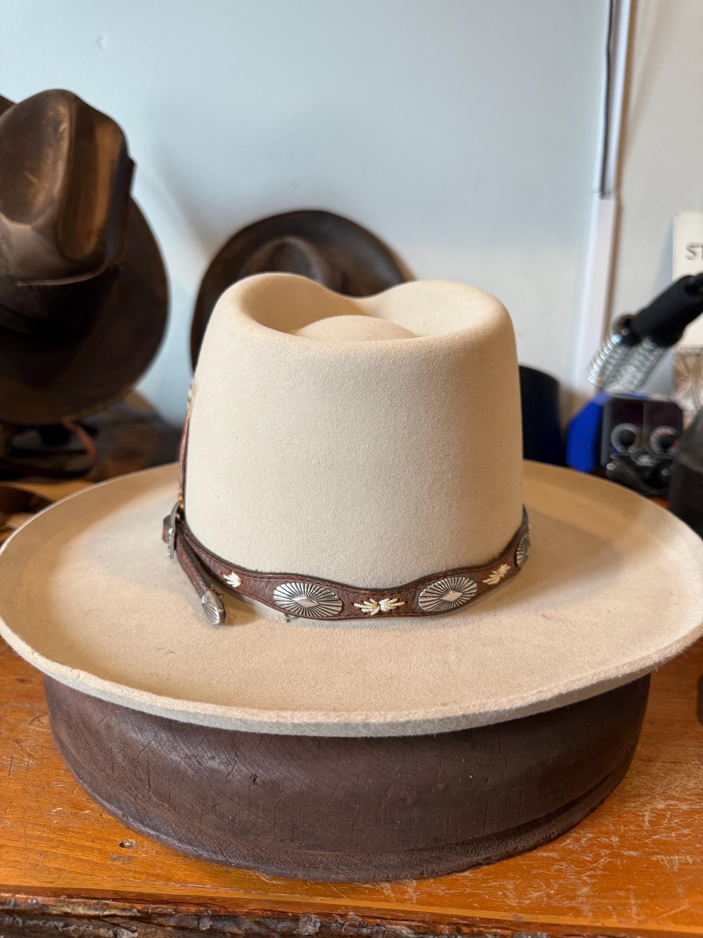帽子 40s Vintage Stetson No.1 Quality 60cm Vintage 1940's Stetson Num 1 Qaulity Cowboy Hat, Ivory Fur Felt