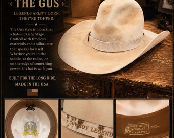Vintage 1940's Stetson Num 1 Qaulity Cowboy Hat, Ivory Fur Felt