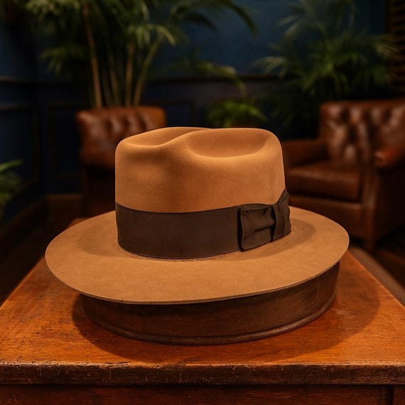 Rare Stetson Hat Rare Vintage Stetson Fedora The Sovereign Stetson Mode Edge  main image 3