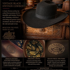 1920年代オリジナルのステットソン製カウボーイハット、サイズ7 3/8
