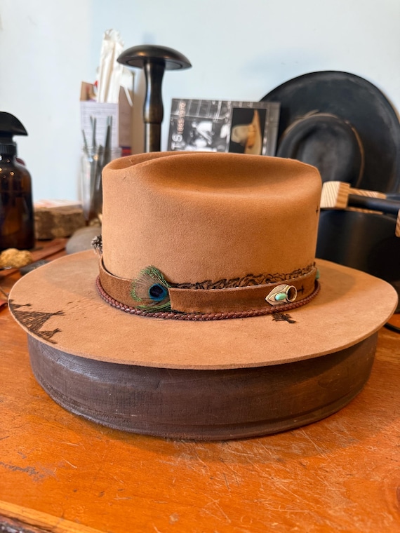 1960's Stetson Open Road 4x Beaver - Fawn Color, Leather Band (7 1