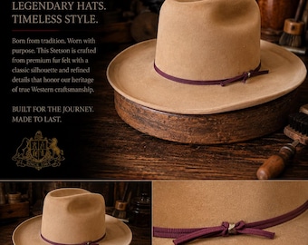 Cappello da cowboy vintage Stetson Billy Kidd – Taglia 7 3/8 – Feltro di pelliccia, oggetto da collezione western