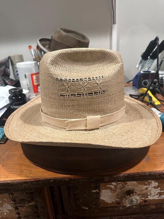 Vintage Stetson Roadrunner Straw Hat With. Original Box 7 3