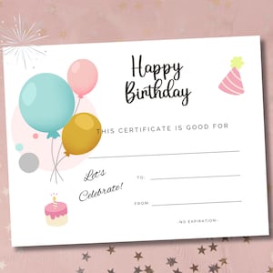 GEBURTSTAG Geschenkgutschein I Geburtstagsgeschenkkupon I Geschenkgutschein zum Geburtstag I Printable Write-In Urkunde I Digitaler Download I 8,5 x 11