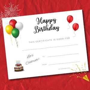 GEBURTSTAG Geschenkgutschein I Geburtstagsgeschenkkupon I Geschenkgutschein zum Geburtstag I Printable Write-In Urkunde I Digitaler Download I 8,5 x 11