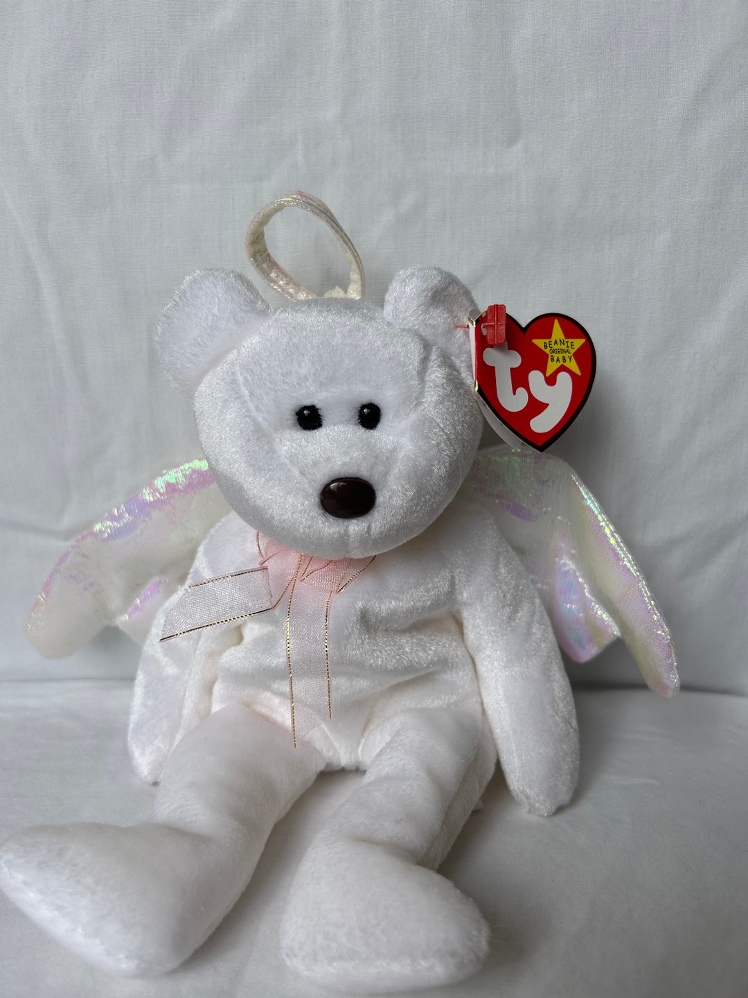 Halo Beanie Baby 1998 Rare, Brown Nose, Pink Ribbon - Etsy