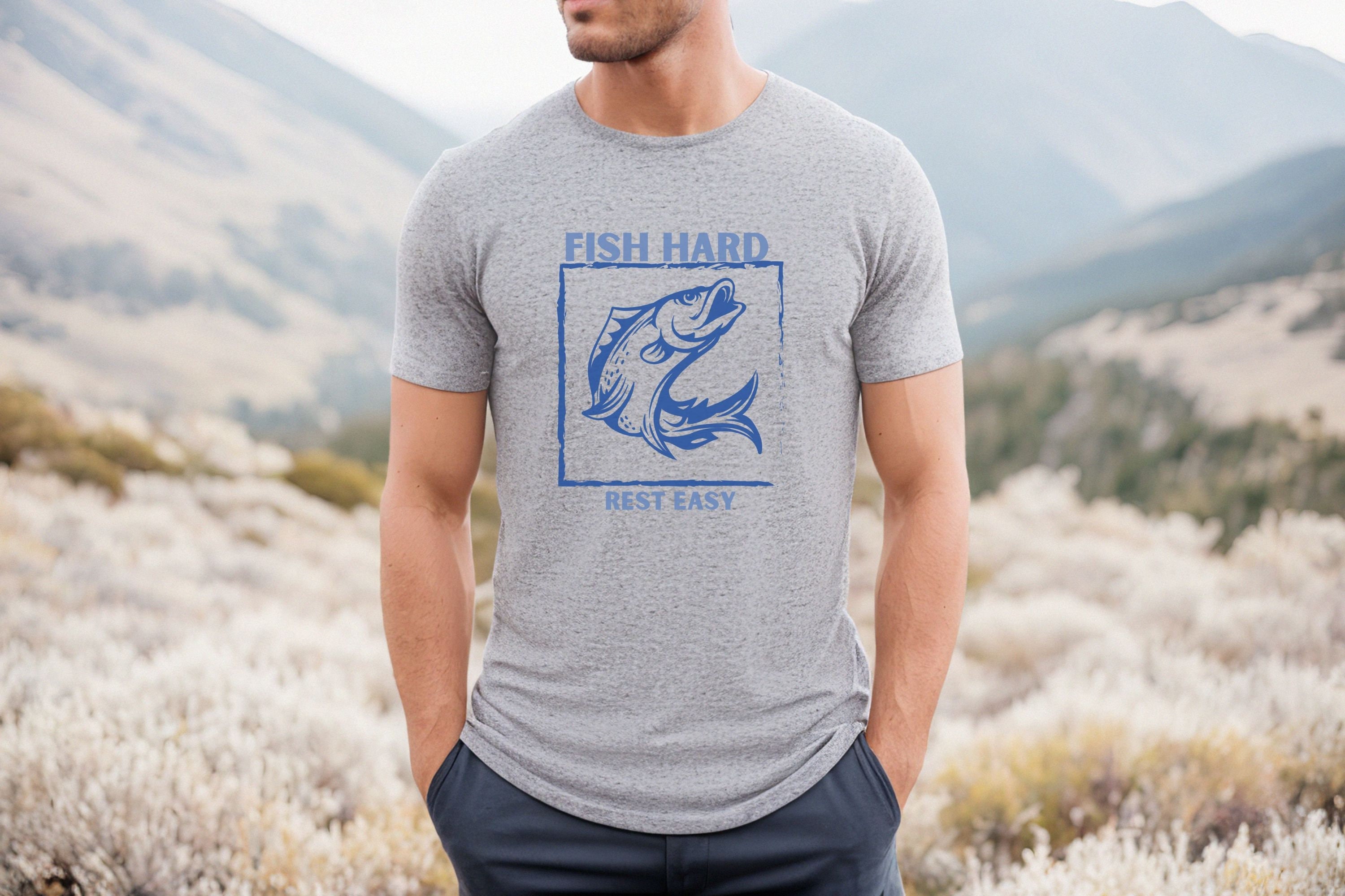 Fish Hard Rest Easy Shirt Funny Fishing Gift Fishing Shirt Mens