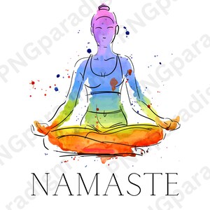 health and wellness PNG, namaste SVG, rainbow yoga art, minimalist artwork, yoga poses shirt design, download art, downloadable