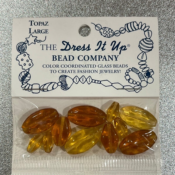 Jesse James Bead Jewelry Bracelet Necklace Mix - The Dress It Up Bead Company - Glass Beads - Topaz Glass Beads Jewelry Making Mix Bag