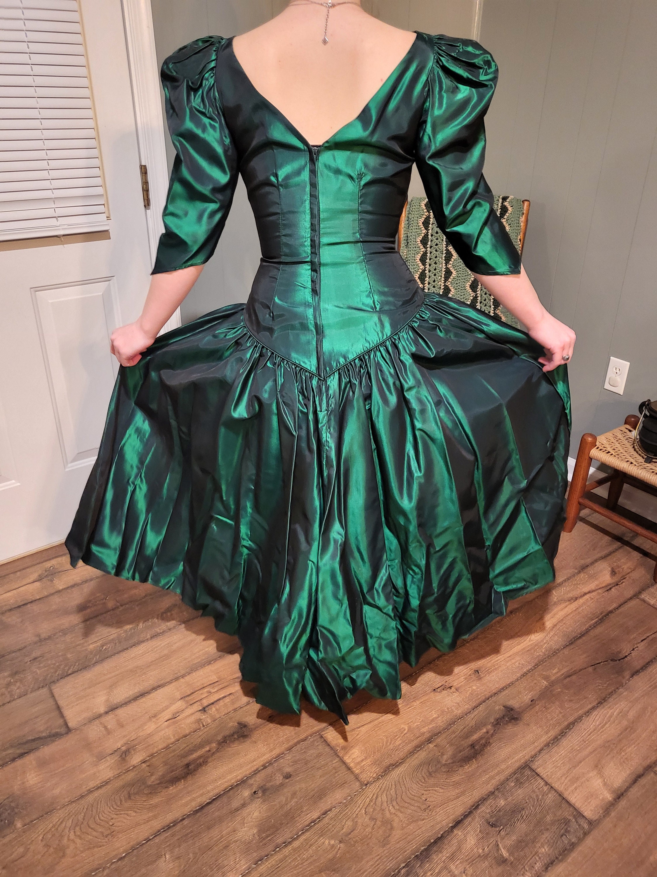 Green Silk Taffeta Minidress